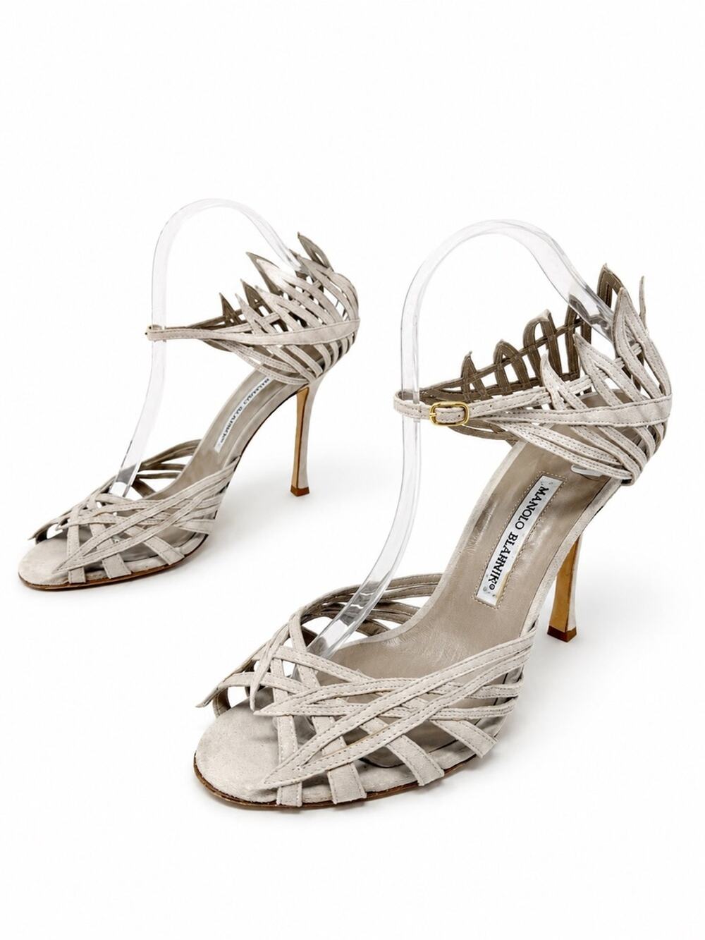 Manolo Blahnik Suede Strappy Sandal Heels Womens Size EU 40.5